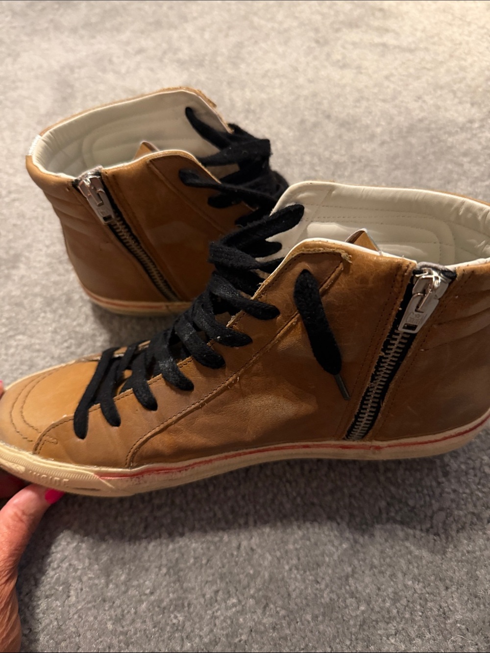 Golden Goose Leather Slide High-Top Sneakers with White Star Stripe AUTHENTIC - Picture 6 of 15